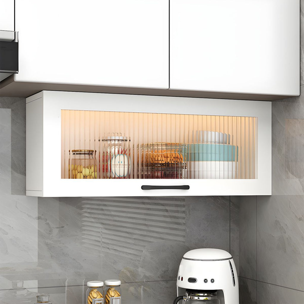 Contemporary Faux Wood Wall Mounted Display Cabinet with Acrylic Door