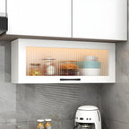 Contemporary Faux Wood Wall Mounted Display Cabinet with Acrylic Door