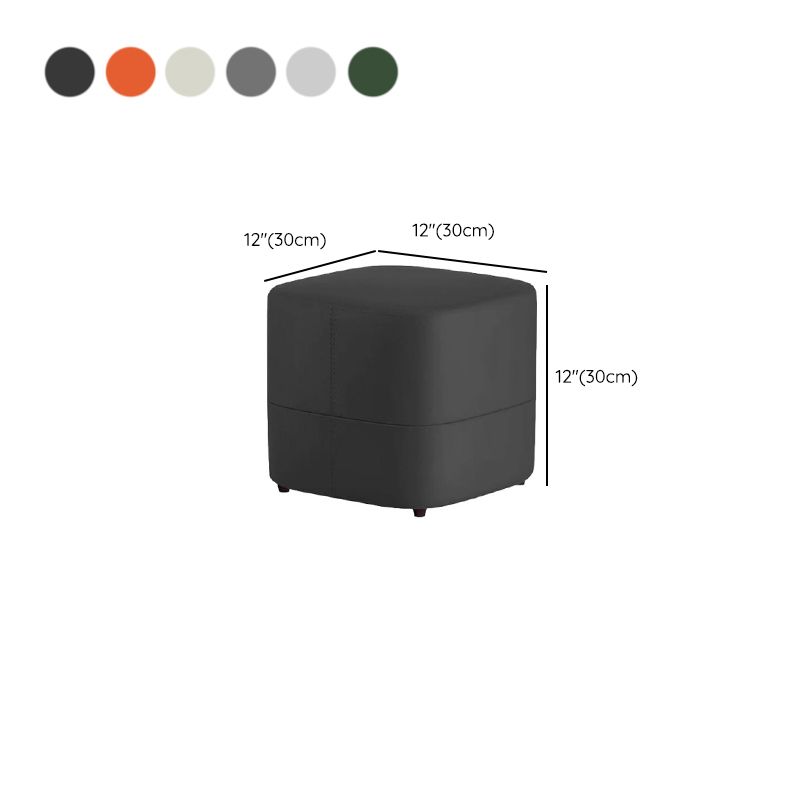 Contemporary Square Solid Color Standard Ottoman with PU Leather Upholstery
