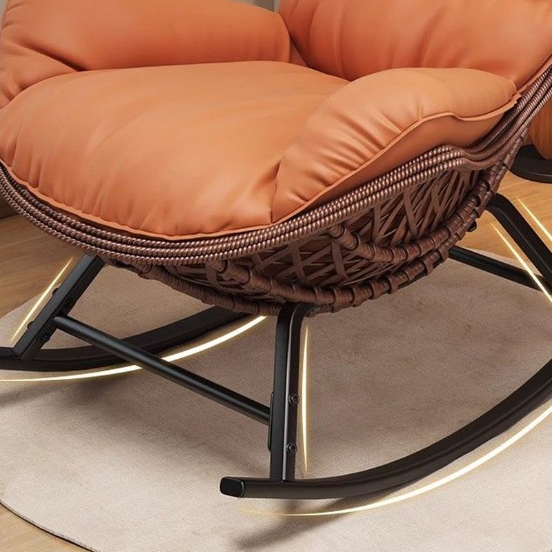 All-weather Cane Front Porch Rocking Chairs with Flared Arm and Stationary Rear Back