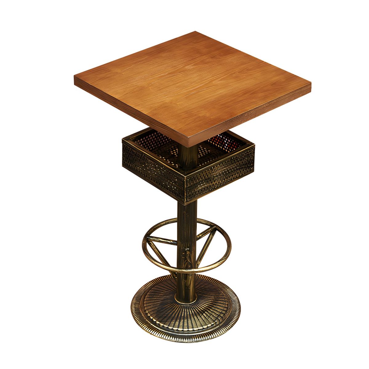 Industrial Solid Wood Bar Table Set 1/3/4/5 Pieces Counter Table with High Stools