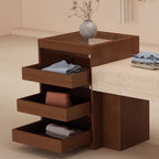 Receptacle Feature Black/Brown/Ivory Display Table with Tempered Glass Top, 30 to 39 in Height, Unfinished Finish, 50 in & above/40 to 49 in Size, 20 to 29 in Width