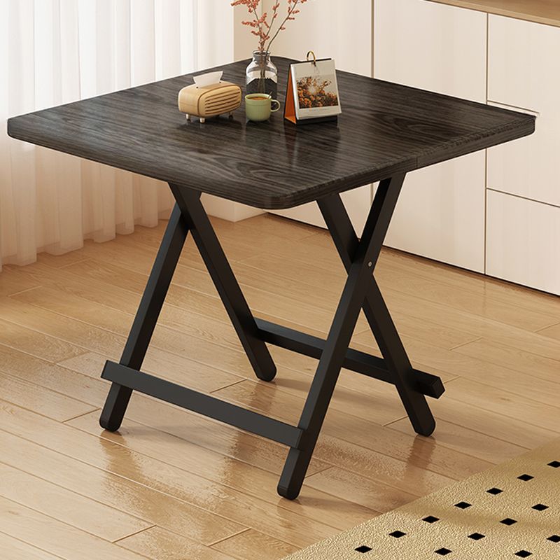 Veneer Dining Table with Crossed Legs, Foldable Square Top for 2-seater/Seating for 4, Scratch Resistant