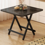 Veneer Dining Table with Crossed Legs, Foldable Square Top for 2-seater/Seating for 4, Scratch Resistant