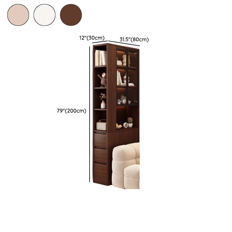 Detached Damp-proof Scratch-immune Accent Cabinet with 4 Exterior Shelves, Glazed Door, Chalk/Sepia Top, and Soft Close Drawer