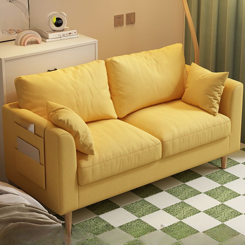 Loveseat in Flannel with Light Gray/Butter Color/Off-White Upholstery and Armrest
