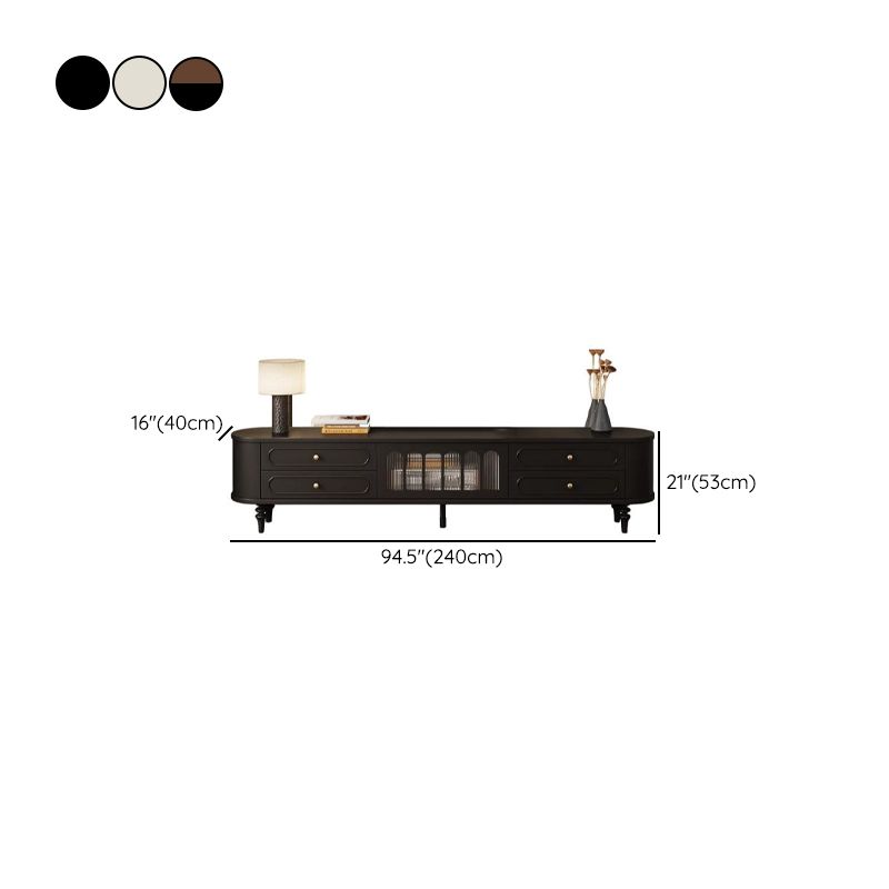 Modern Real Wood TV Stand with Shelf, 4 Drawers, Hutch, and Door