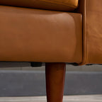 Craftsman Faux Leather Square Tufted Sofa for Living Room 65H
