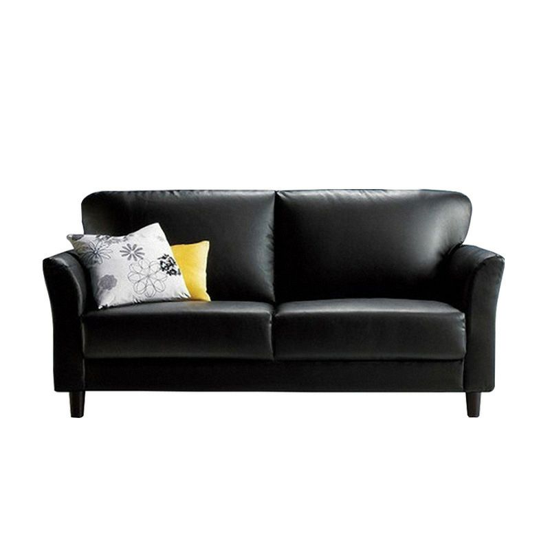 Art Deco Faux Leather Flared Arm Loveseat with Cushions for Living Room