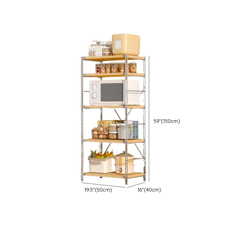 Unfinished Contemporary Standard Baker's Rack with Butcher Rack, Steel Frame, and Laminate Shelves