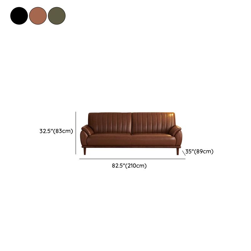 Modern Solid Color Scratch-defiant Leather Standard Sofa/Loveseat/Single Sofa in Black/Emerald Green/Auburn for 2/3/1-seater