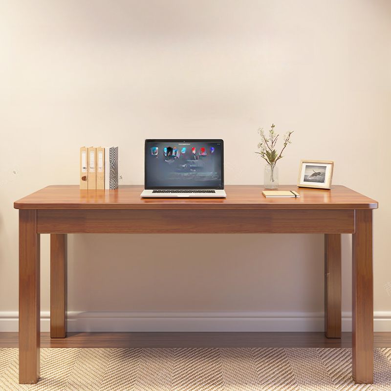 Casual Writing Desk with Easy Assembly, Moisture Resistant Parsons Base in Sepia/Natural, Unattached Rubberwood Top