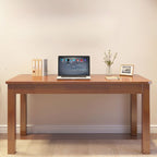 Casual Writing Desk with Easy Assembly, Moisture Resistant Parsons Base in Sepia/Natural, Unattached Rubberwood Top