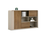 Trendy Manufactured Wood Supplies Cabinet with Shelves, Locker, 3 Doors, and 3-Wide Compartments