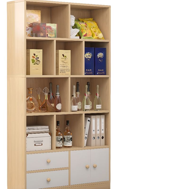 Sleek Wooden Cabinet Set with Receptacle Storage and Uncovered Storage