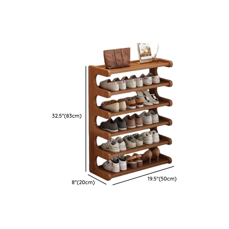 Art Deco Bambusa Rectangle Shoe Rack in Brown Finish with 5/4/3 Shelves for 11-30 Pairs in Drawing Room
