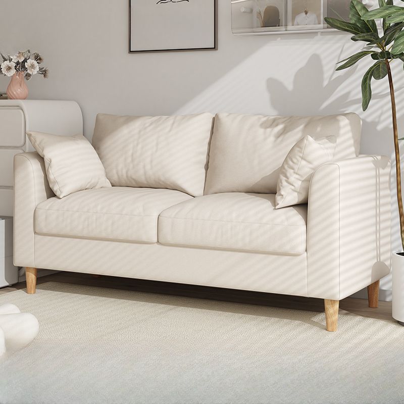 Flannel Loveseat in Light Gray/Navy Blue/Cream with Armrest