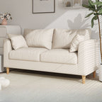 Flannel Loveseat in Light Gray/Navy Blue/Cream with Armrest
