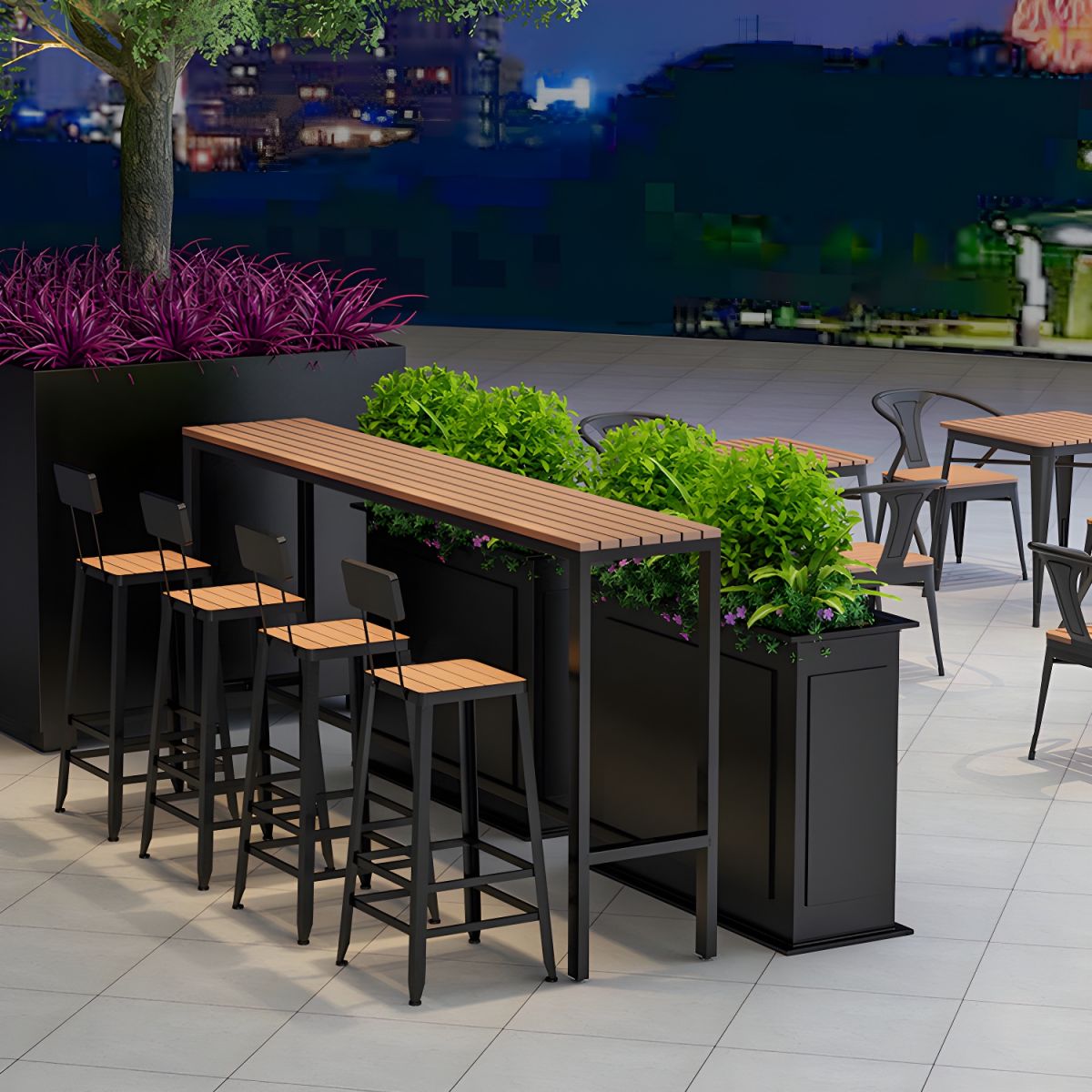 Modern Outdoor Pub Dining Set 1/2/5 Pieces Rectangle Metal Counter Height Pub Set