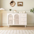 Microwave Shelf Cabinet with 3 Drawers, Hutch, 2/3 Interior Shelves, Larder Storage, Wood Countertop, 2 Doors, Self-supporting