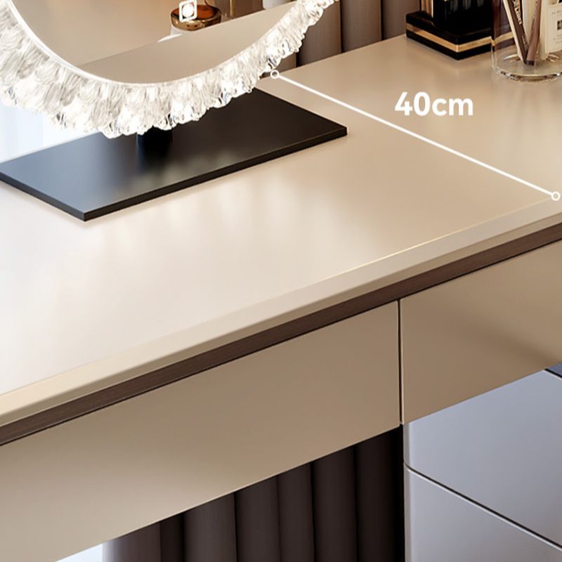 Modish Large Makeup Vanity with Natural Wood Table Top and 8/5 Drawers