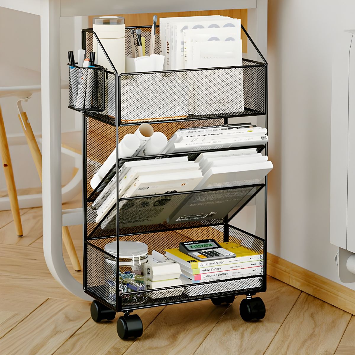 Utility Metal Book Carts Warranty Included Removable Shelves Secure Mobility 4 Wheels