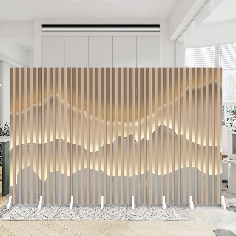Modern Indoor Opaque Fold Away Temporary Wall Panels with 7 Panels, Double Sided Print, and Flaxen Screen Material