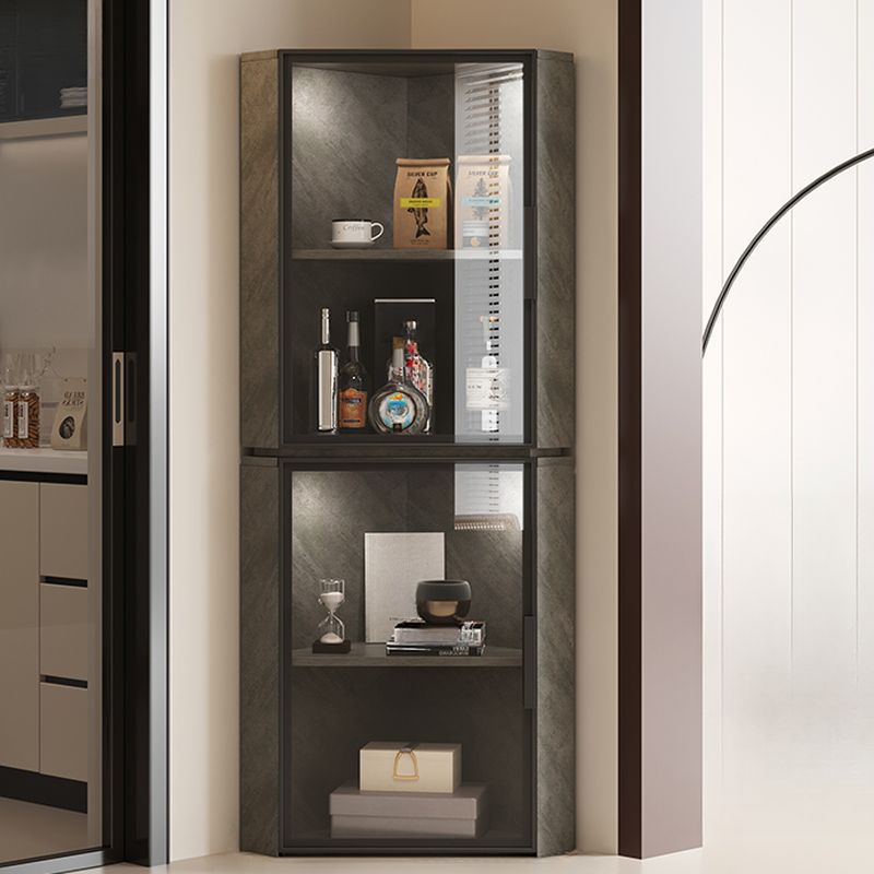 Nook Detached Accent Cabinet with Damp-proof and Scratch-immune Features, Glazed Door, Grip Bars, and Midnight Black/Chalk/Sepia Top