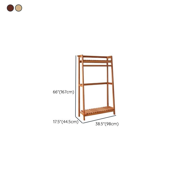 Modern Simple Style Hall Rack with Receptacle, 1 Shelf, Beech Wood Frame, and Wood Hook