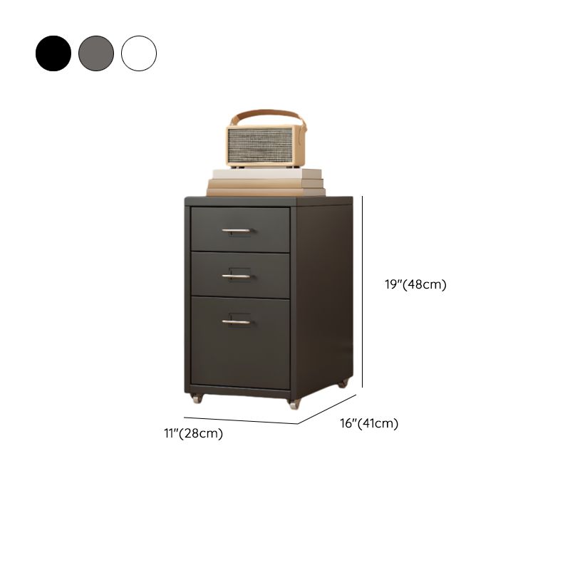 Art Deco Alloy Vertical Filing Cabinet: Flameproof with Swivel Wheels and Soft Close Features