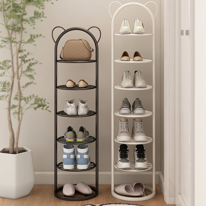 Art Deco Glam Steel Oval Shoe Rack with 8/7/6 Shelves for 11-20/1-10 Pairs in Drawing Room