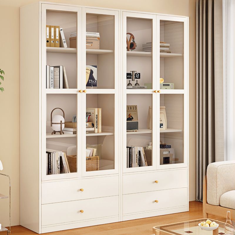 Chalk Rectangular Organizing Shelf with 2-Drawer, 6 Drawers, 5-Drawer, 4 Shelves, 9-Shelf, 6-Shelf in Laminate with Transparent Glass Door and Closed Back