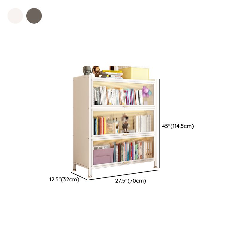 Metal Organizer Shelf with 4/5/3 Shelves, Vertical/Lateral Filing Orientation, Lucite Door, Closed Back