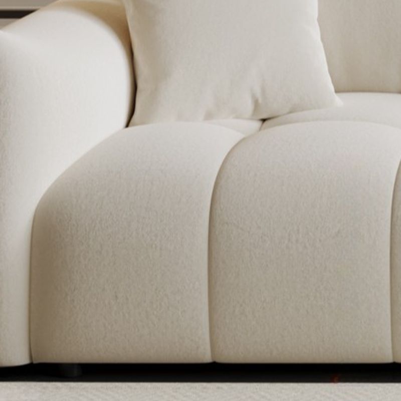 Modish Solid Color Scratch-durable Standard Sofa in Midnight Black/Mocha/Off-White, Seats 3 with 3 Pillows