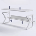 Rectangular Steel Table with Scratch Resistant Surface, Shelves, and Toboggan Base, Includes Cable Management