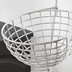 Portable Center with Wheels, Exterior Shelving, Laminate Countertop, Open Storage, Basket, 3/4 Baskets in Brown