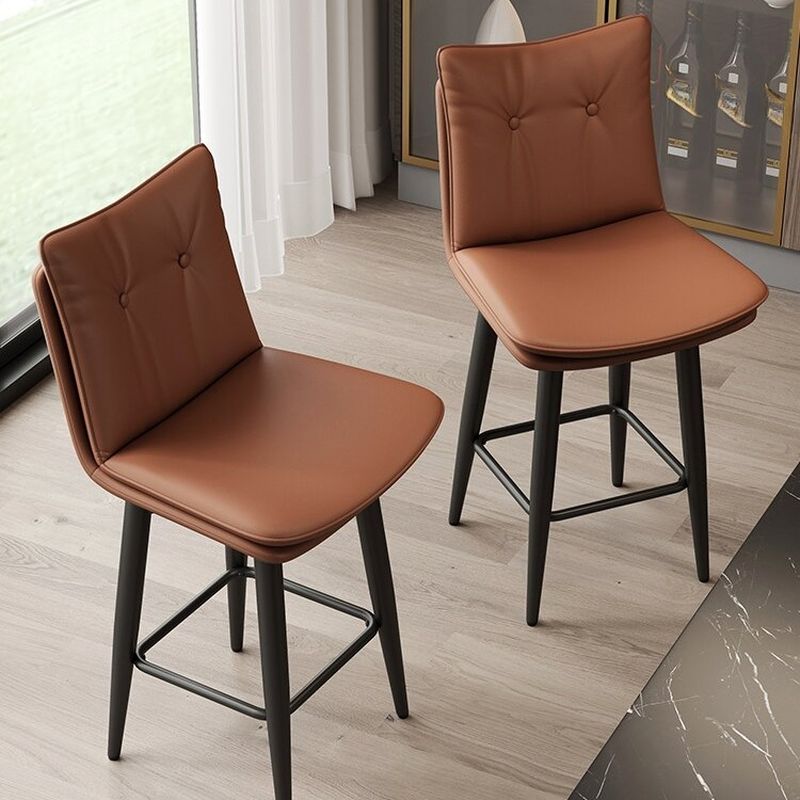 Casual Soft Seating/Rawhide Bar Stools in White/Caramel/Amber Color with Back, Turned Swivel Saddle Seat, and Leg Rest