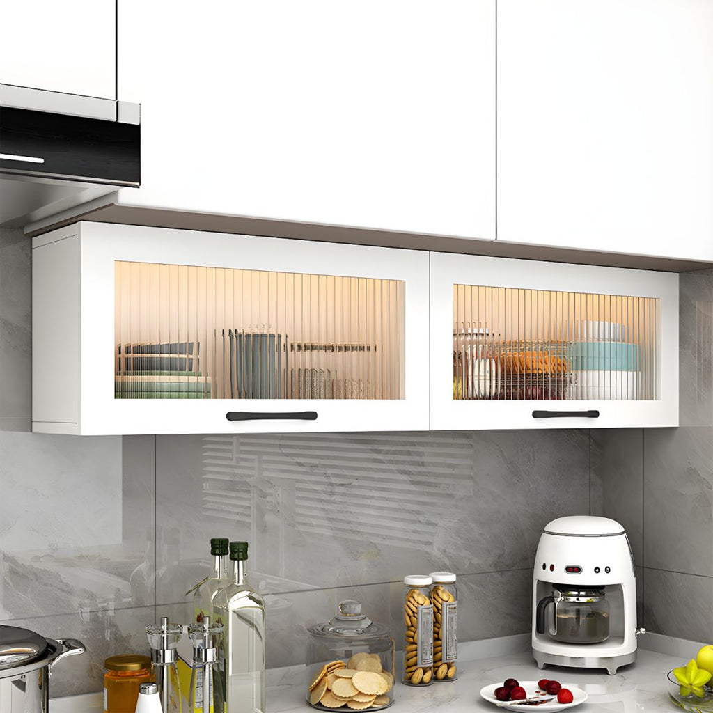 Contemporary Faux Wood Wall Mounted Display Cabinet with Acrylic Door