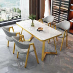 Glamorous Rectangular Dining Table with White Wooden Tabletop and Fixed Table