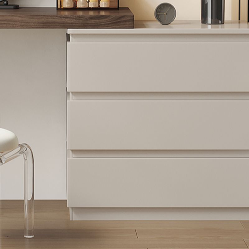 Modish Large Vanity Set with Lumber Table Top, White Chair, 3 Drawers, and Light Up Mirror