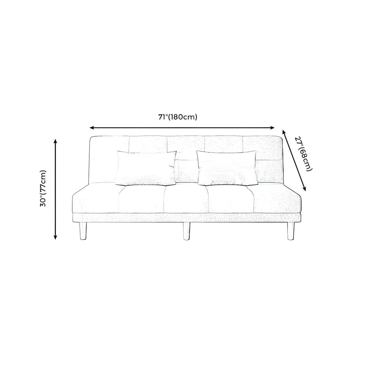 Contemporary Armless Standard Sofa Bed Dual Purpose Sofa for Living Room