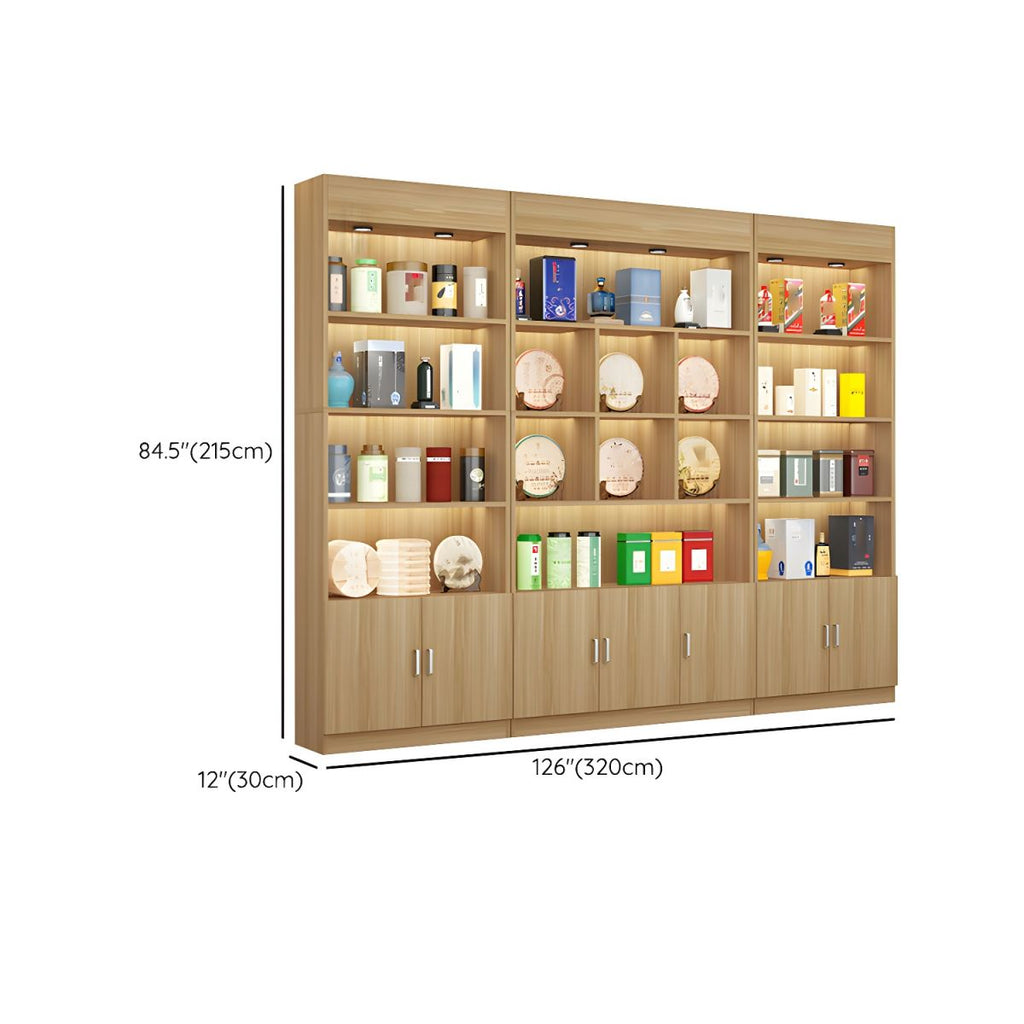 Multi-shelf Modern & Contemporary Style Wood Hutch Cabinet for Living Room