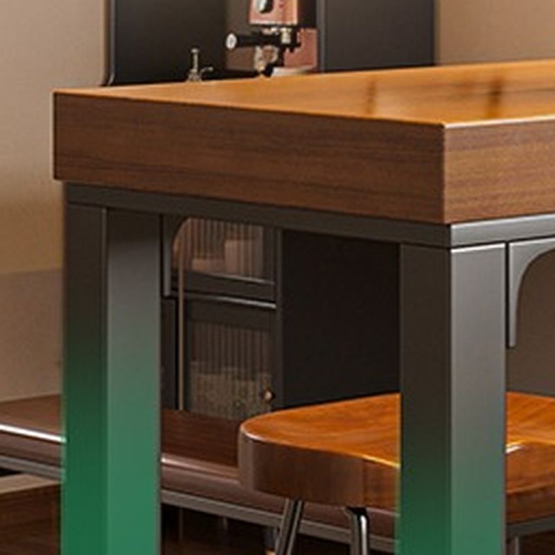 Simplistic Pub Table with Composite Wood Top and Trestle Base in Natural Finish, Rectangle Shape with Foot Pedestal