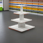 Chalk Display Table with Locker Feature in Oblong Shape and Stump Base, 20 to 29 in Height, Reclaimed Wood Frame, 40 to 49 in Width