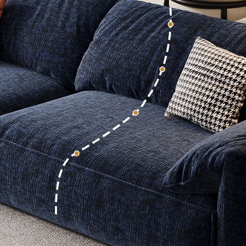 Modish Solid Color Scratch-durable Standard Sofa/Loveseat in Dark Blue, 4-seater/Seats 2 with 3 Pillows