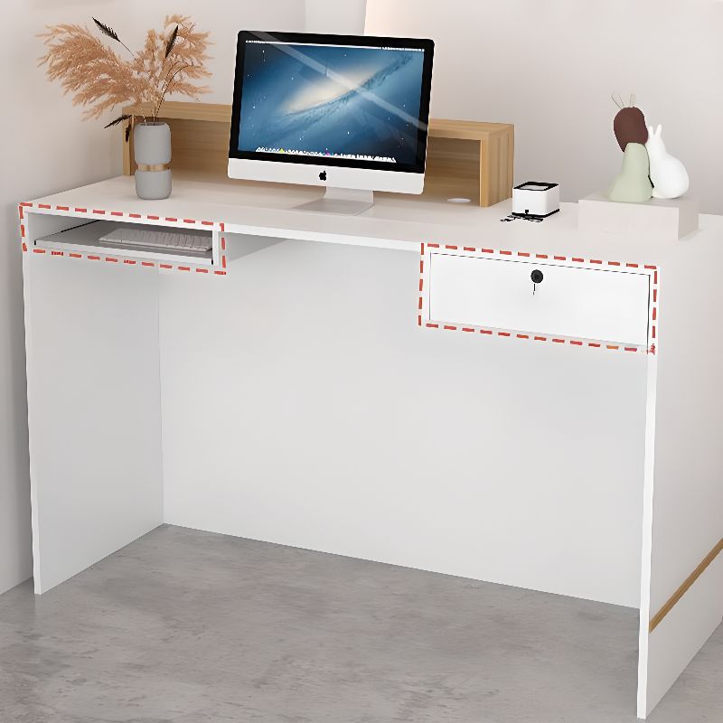 Rectangular Reception Desk with Locking Drawer, Keyboard Tray, and Manufactured Wood Top