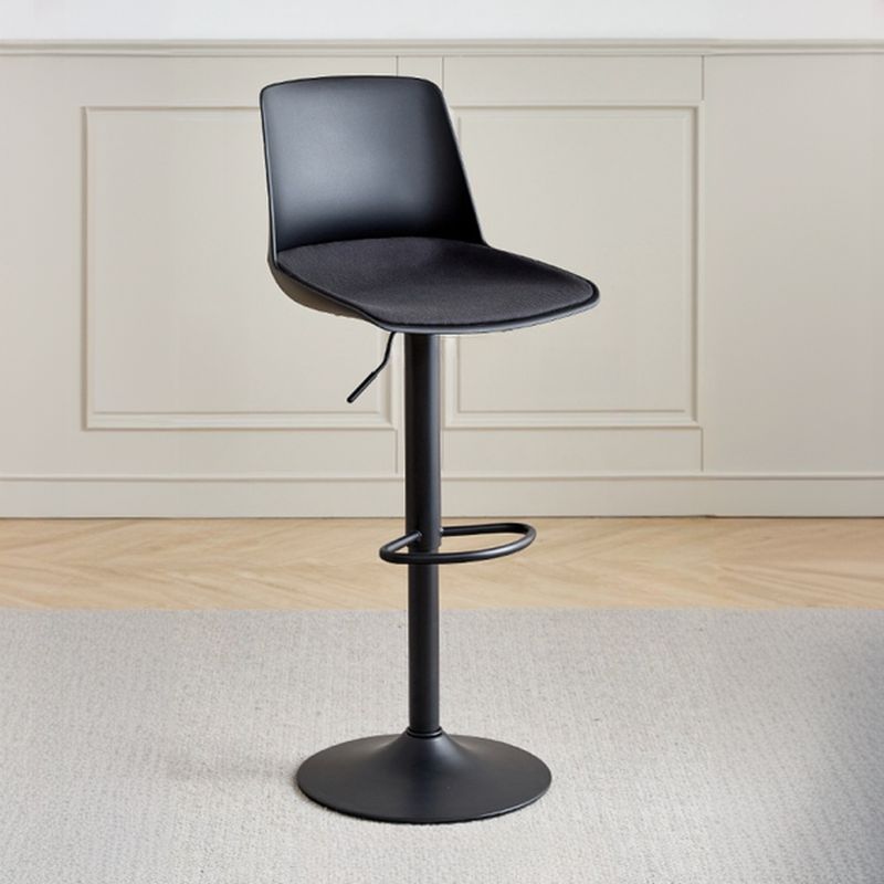 Minimalist Light Gray/Chalk/Tangerine Soft Seating Pail Bistro Stool with Flexible Height, Rotatable, and Rear