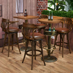 Industrial Solid Wood Bar Table Set 1/3/4/5 Pieces Counter Table with High Stools