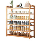 Bambusa Rectangle Nature Shoe Rack with 5/6/3 Shelves, Floor Mounted for 11-30 Pairs in Sitting Room