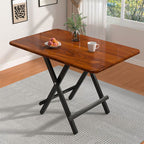 Trendy Folding Square/Rectangle Bi-fold Table in Midnight Black/White, Scratch-shielded with Manufactured Wood Top
